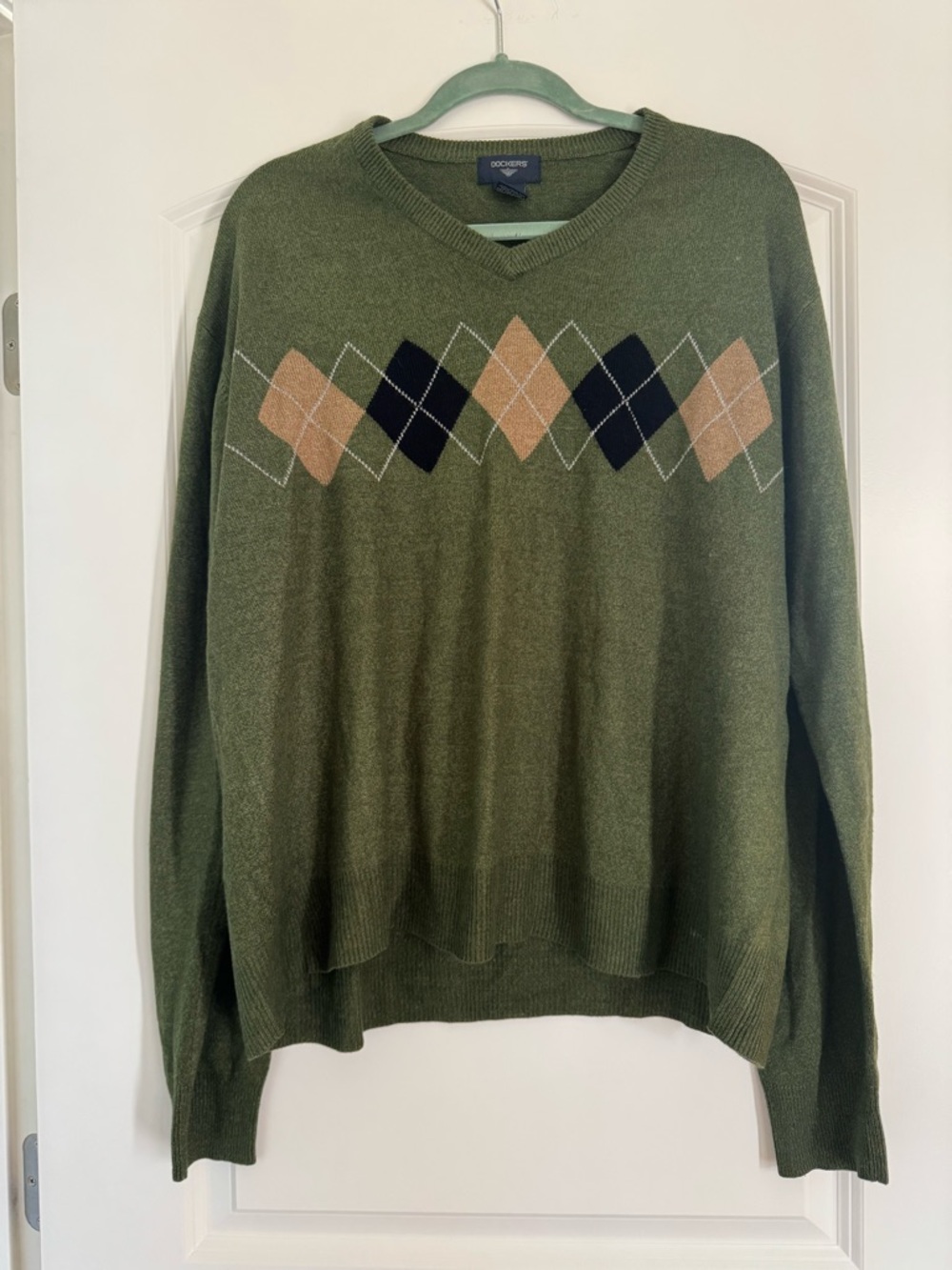 Dockers Olive Green Knit V-Neck Sweater
